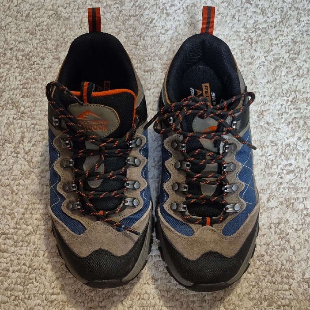 Skechers Black and Blue Athletic Shoes with Rugged Design